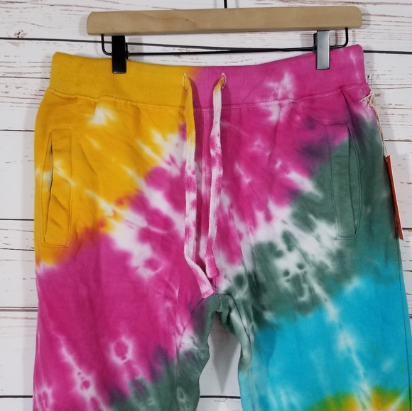 Le Detresse | Strawberry Fields Colorful Tie Dye Jogger Sweatpants NEW - Picture 3 of 8